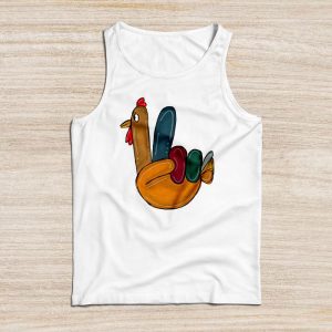 Thanksgiving Shirt Ideas Peace Sign Turkey Hand Cool Thanksgiving Hippie Perfect Tank Top