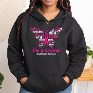 Pink Butterfly Heart Im A Survivor Breast Cancer Awareness Hoodie 1 3