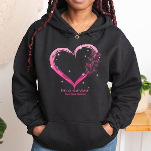 Pink Butterfly Heart Im A Survivor Breast Cancer Awareness Hoodie 1