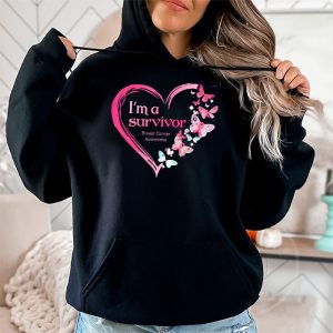 Pink Butterfly Heart Im A Survivor Breast Cancer Awareness Hoodie 2 1