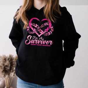 Pink Butterfly Heart Im A Survivor Breast Cancer Awareness Hoodie 3 2