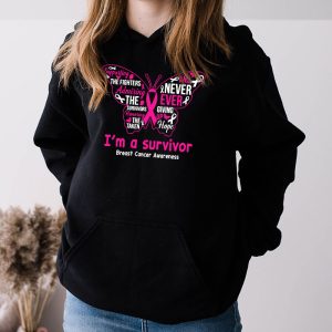 Pink Butterfly Heart Im A Survivor Breast Cancer Awareness Hoodie 3 3