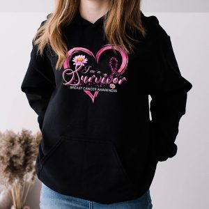 Pink Butterfly Heart Im A Survivor Breast Cancer Awareness Hoodie 3 4