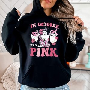 Pumpkin Breast Cancer Warrior In October We Wear Pink Ghost Hoodie 2 1