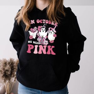 Pumpkin Breast Cancer Warrior In October We Wear Pink Ghost Hoodie 3 1