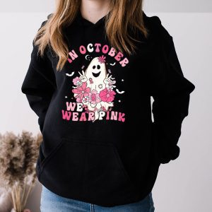 Pumpkin Breast Cancer Warrior In October We Wear Pink Ghost Hoodie 3 2