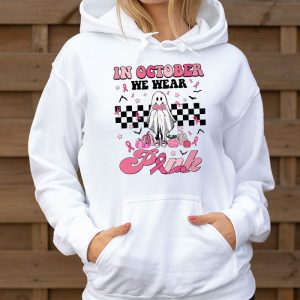 Pumpkin Breast Cancer Warrior In October We Wear Pink Ghost Hoodie 3 3