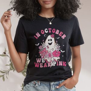 Pumpkin Breast Cancer Warrior In October We Wear Pink Ghost T Shirt 2 2