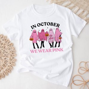Pumpkin Breast Cancer Awareness In October We Wear Pink Ghost Perfect T-Shirt