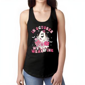 Pumpkin Breast Cancer Warrior In October We Wear Pink Ghost Tank Top 1 2