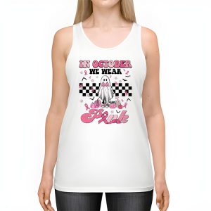 Pumpkin Breast Cancer Warrior In October We Wear Pink Ghost Tank Top 2 3