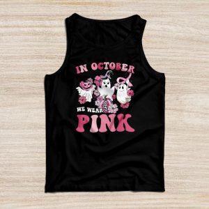 Pumpkin Breast Cancer Warrior In October We Wear Pink Ghost Tank Top