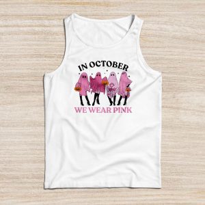 Pumpkin Breast Cancer Awareness In October We Wear Pink Ghost Perfect Tank Top