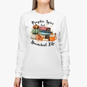 Pumpkin Spice And Homeschool Life Halloween Women Longsleeve Tee 2