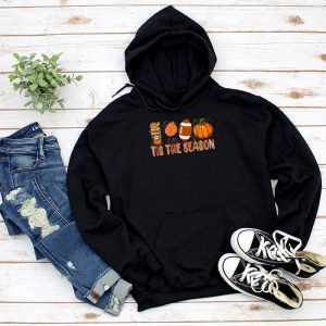 Pumpkin Spice Football Tis The Season Fall Thanksgiving Long Hoodie 1 3