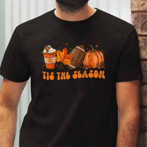 Pumpkin Spice Football Tis The Season Fall Thanksgiving Long T Shirt 3 4