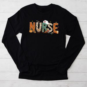 Funny Nurse Shirts Retro Autumn Pumpkin Fall Nurse Life Thanksgiving Nurse Longsleeve Tee