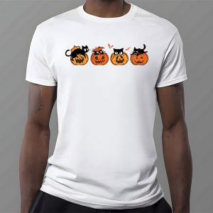 Retro Black Cat Halloween Pumpkin Costume For Women Men Kids T Shirt 3