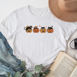 Cute Halloween Shirts Retro Black Cat Halloween Pumpkin Costume T-Shirt