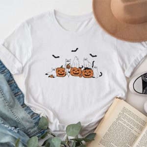 Cute Halloween Shirts Retro Black Cat Halloween Pumpkin Costume T-Shirt