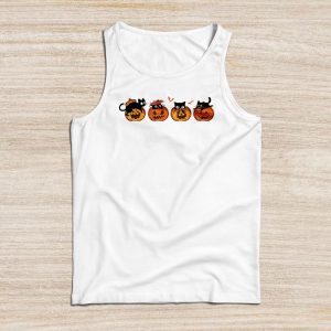 Retro Black Cat Halloween Pumpkin Costume For Women Men Kids Tank Top