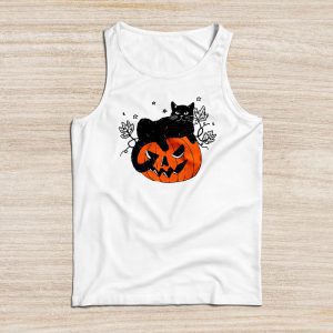 Retro Black Cat Halloween Pumpkin Costume For Women Men Kids Tank Top