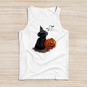 Retro Black Cat Halloween Pumpkin Costume For Women Men Kids Tank Top