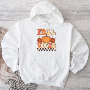 Retro Groovy Fall Vibes Leopard Pumpkin Autumn Season Hoodie