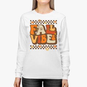 Retro Groovy Fall Vibes Leopard Pumpkin Autumn Season Longsleeve Tee 2 5