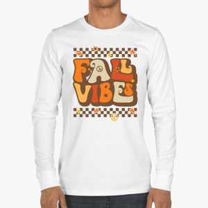 Retro Groovy Fall Vibes Leopard Pumpkin Autumn Season Longsleeve Tee 3 5