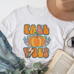 Retro Groovy Thanksgiving Family Shirts Fall Vibes Leopard Pumpkin Autumn Season T-Shirt