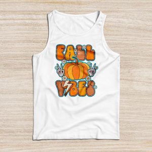 Retro Groovy Thanksgiving Family Shirts Fall Vibes Leopard Pumpkin Autumn Season Tank Top