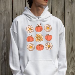 Retro Groovy Halloween Fall Hippie Pumpkin Floral Costume Hoodie 2 1