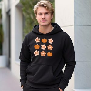 Retro Groovy Halloween Fall Hippie Pumpkin Floral Costume Hoodie 3