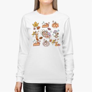 Retro Groovy Halloween Fall Hippie Pumpkin Floral Costume Longsleeve Tee 2 2