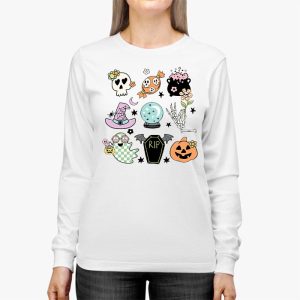 Retro Groovy Halloween Fall Hippie Pumpkin Floral Costume Longsleeve Tee 2 4