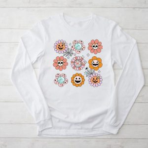 Retro Groovy Halloween Fall Hippie Pumpkin Floral Costume Longsleeve Tee