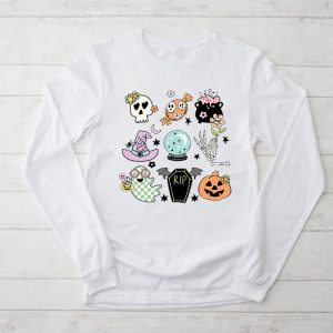 Retro Groovy Halloween Fall Hippie Pumpkin Floral Costume Longsleeve Tee