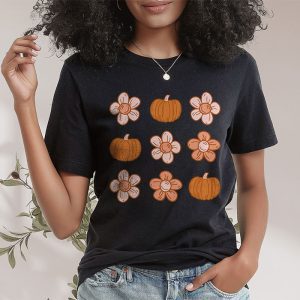 Retro Groovy Halloween Fall Hippie Pumpkin Floral Costume T Shirt 2