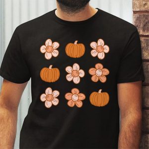 Retro Groovy Halloween Fall Hippie Pumpkin Floral Costume T Shirt 3