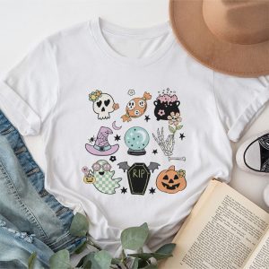 Cute Halloween Shirts Retro Groovy Halloween Fall Hippie Pumpkin Floral Perfect T-Shirt