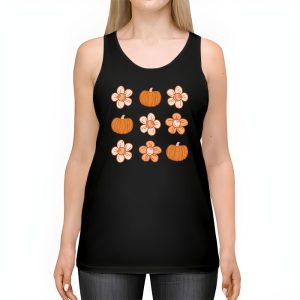 Retro Groovy Halloween Fall Hippie Pumpkin Floral Costume Tank Top 2