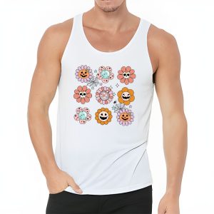 Retro Groovy Halloween Fall Hippie Pumpkin Floral Costume Tank Top 3 3