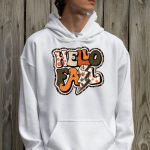 Retro Hello Fall Shirt Leopard Pumpkin Autumn Season Hoodie 2