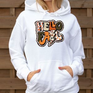 Retro Hello Fall Shirt Leopard Pumpkin Autumn Season Hoodie 3