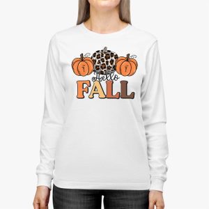 Retro Hello Fall Shirt Leopard Pumpkin Autumn Season Longsleeve Tee 2 1