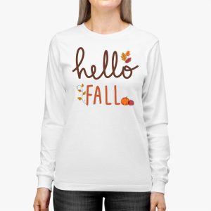 Retro Hello Fall Shirt Leopard Pumpkin Autumn Season Longsleeve Tee 2 3