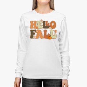 Retro Hello Fall Shirt Leopard Pumpkin Autumn Season Longsleeve Tee 2 4