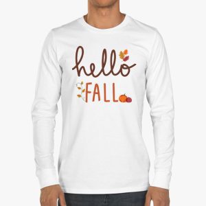 Retro Hello Fall Shirt Leopard Pumpkin Autumn Season Longsleeve Tee 3 3