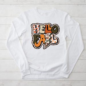 Thanksgiving Family Shirts Retro Hello Fall Leopard Special Longsleeve Tee